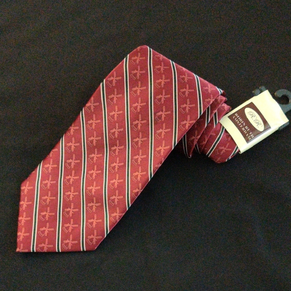 Robin Ruth Silk Holland Iconic Windmill Tieland Tie With Diagonal Stripes